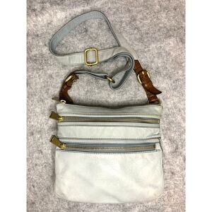 Fossil Explorer Crossbody Pale Blue Leather Purse, VTG, Y2K, City Travel Purse